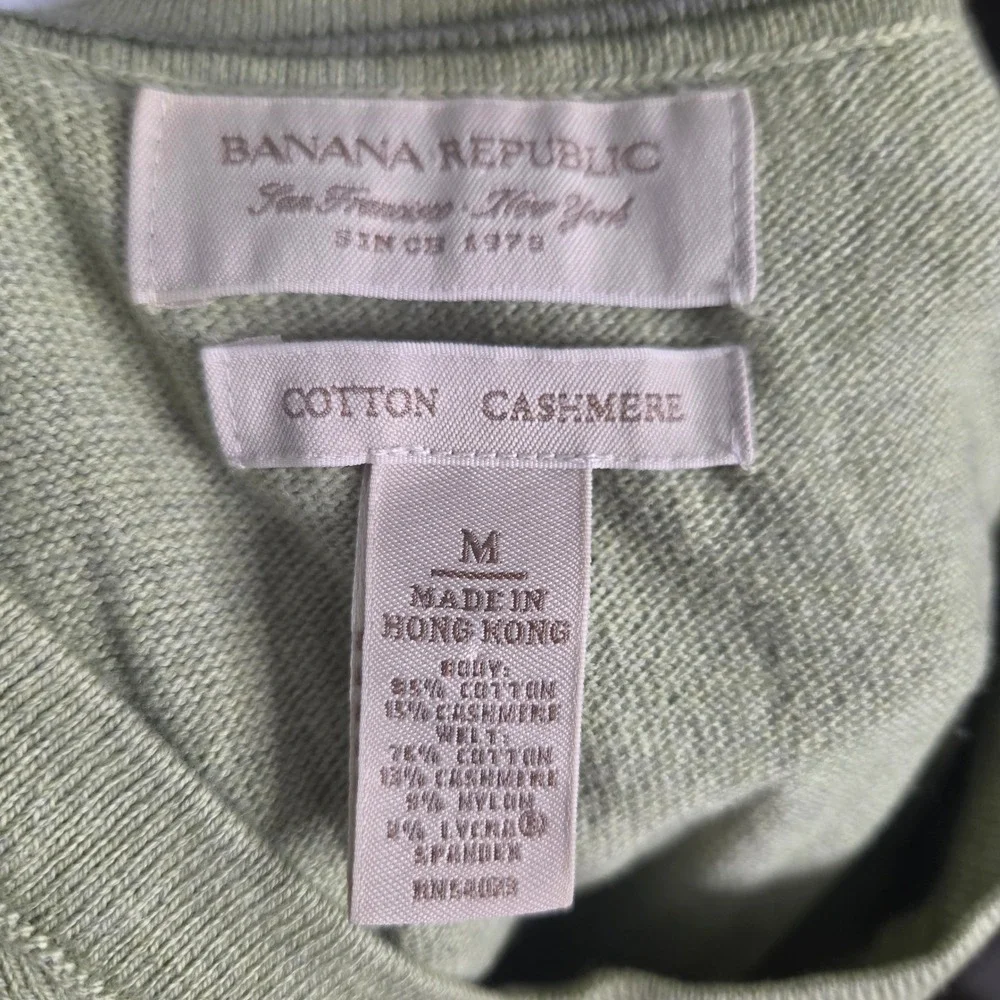 Banana Republic Mens Green Argyle Cotton Cashmere V-Neck Sweater Vest Size M